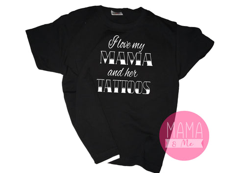 I love my Mama and her tattoos print kids t-shirt - black