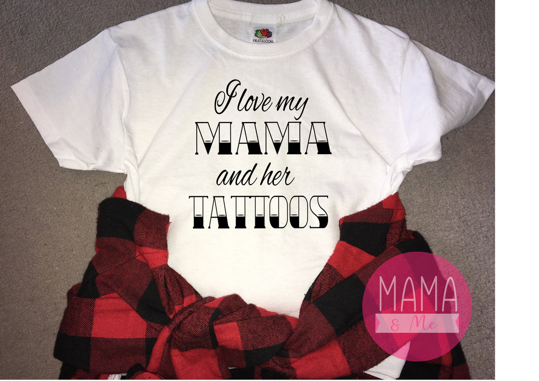 I love my Mama and her tattoos print kids t-shirt