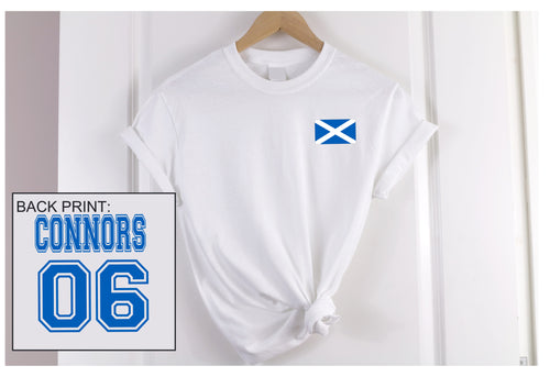 Personalised your name and number print football style Ladies t-shirt - SCOTLAND