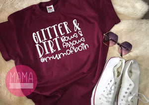 Glitter & Dirt, Mum of both print Ladies t-shirt - burgundy