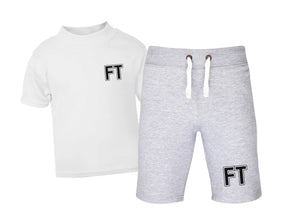 Personalised initials mens shorts & t-shirt set - twinning option - heather grey