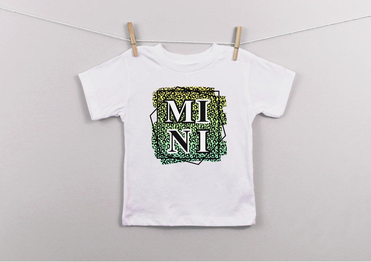 Mini yellow/green leopard print kids t-shirt