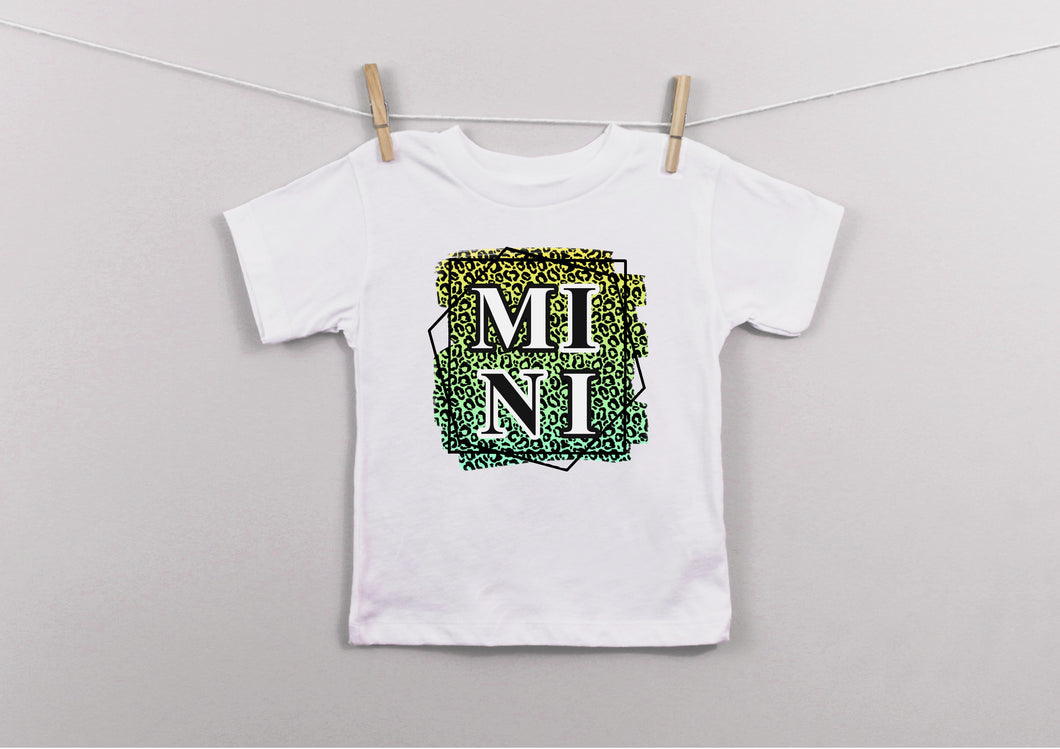 Mini yellow/green leopard print kids t-shirt