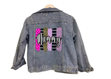 Load image into Gallery viewer, Mummy summer brush strokes print pearl detail denim jacket