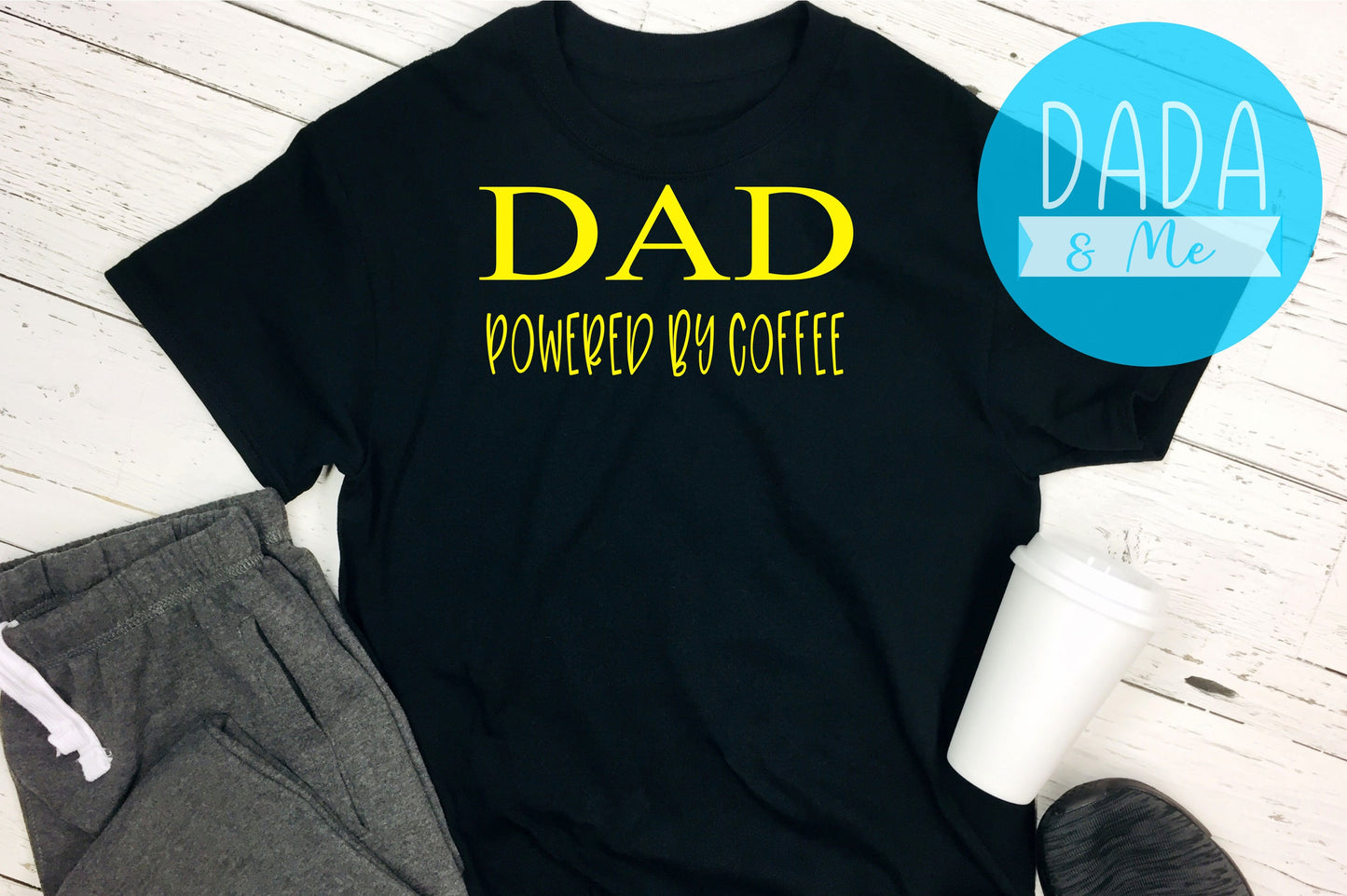 Dad powered by coffee t-shirt - Black