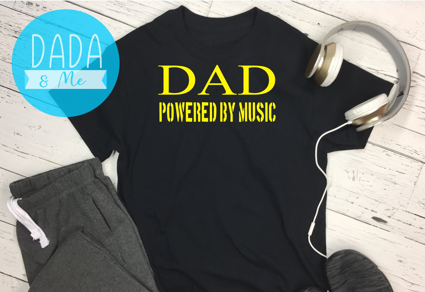 Dad powered by music t-shirt - Black