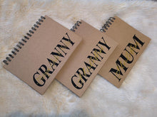 Load image into Gallery viewer, Personalised Mum / Gran / Nanny notebook - glitter kids names