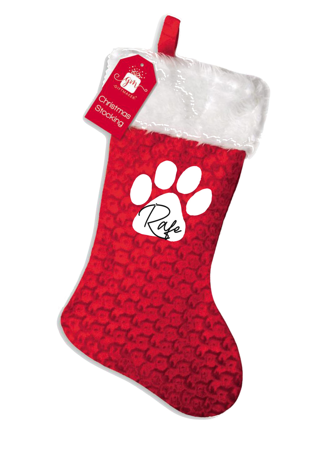 Personalised Christmas stocking - family pet set - paw style