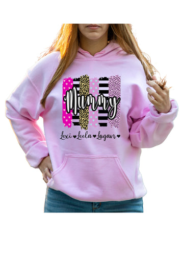 PERSONALISABLE Mummy summer brush strokes print Ladies pink hoody