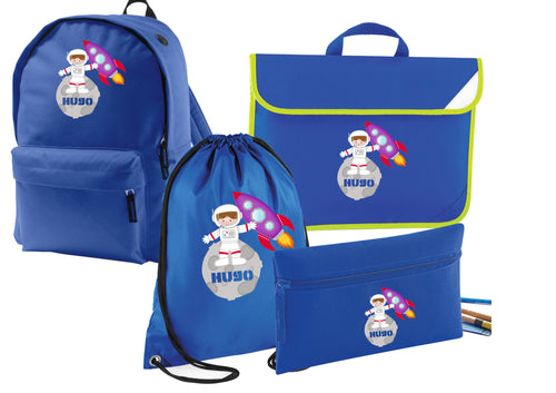 Personalised ASTRONAUT school set - rucksack, gym bag, book bag & pencil case