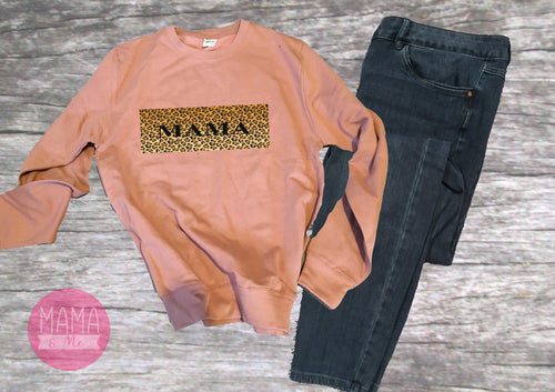 Leopard Mama sweater - dusky pink