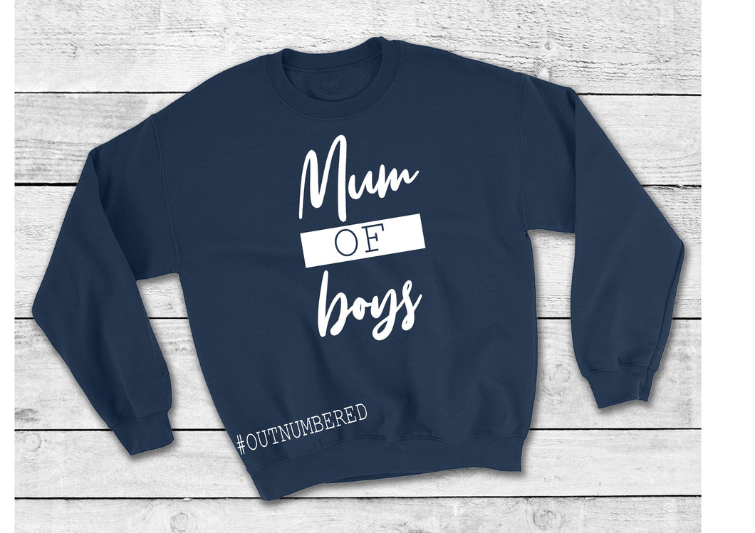 Mum of Boys #outnumbered sweater - navy