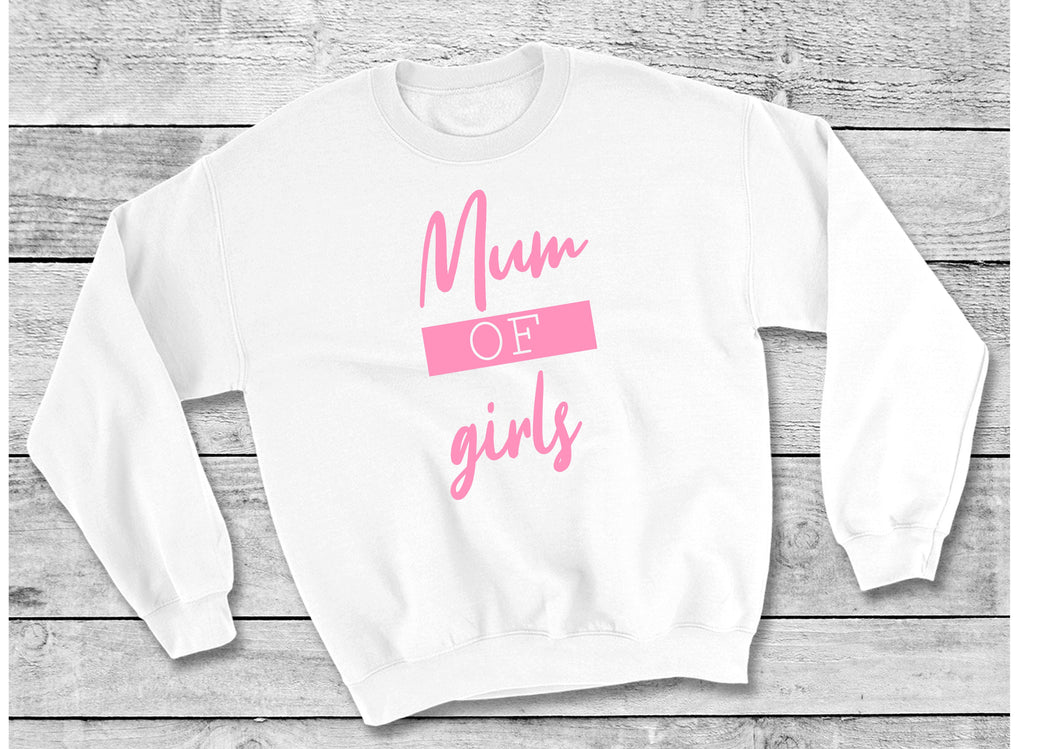 Mum of Girls sweater - white