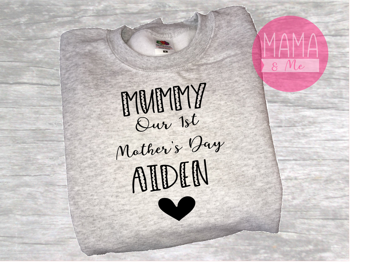 Personalised Our 1st Mother's Day - Mummy & Kids Name print ladies sweater