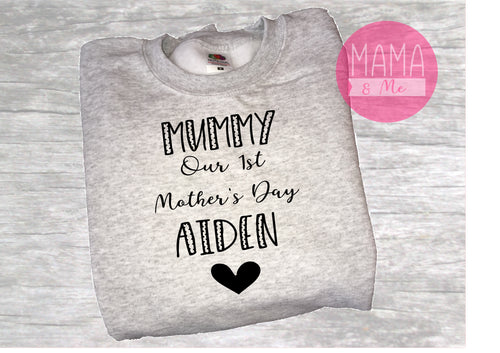 Personalised Our 1st Mother's Day - Mummy & Kids Name print ladies sweater