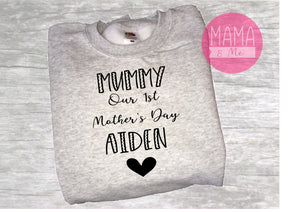 Personalised Our 1st Mother's Day - Mummy & Kids Name print ladies sweater