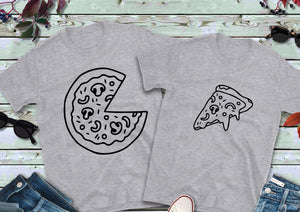 Daddy & son / daughter pizza, pizza slice twinning tee set