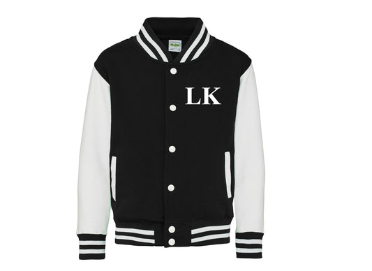 Personalised varsity jacket- black/white - your initals