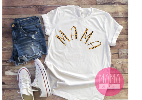 Mama leopard print Ladies t-shirt - white