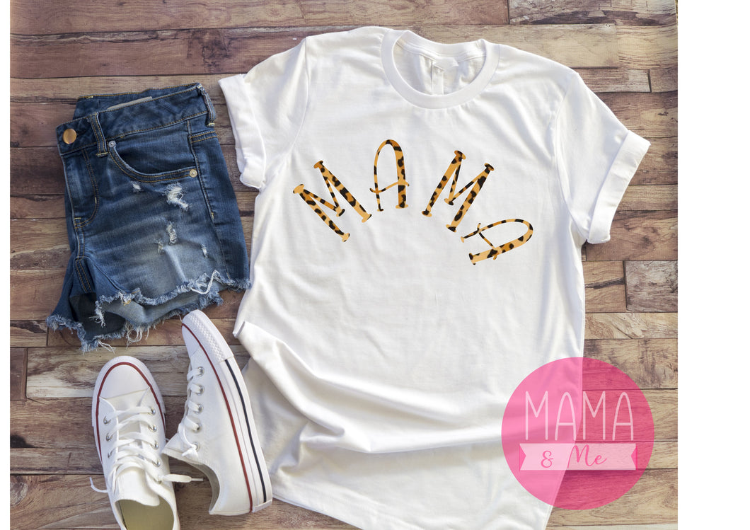 Mama leopard print Ladies t-shirt - white