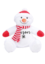 Load image into Gallery viewer, Personalised glitter name Christmas pyjama case / teddy - Snowman