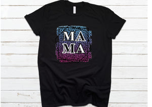 Mama purple/pink leopard print Ladies t-shirt