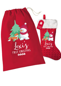 Personalised 1st Christmas stocking & Santa sack set