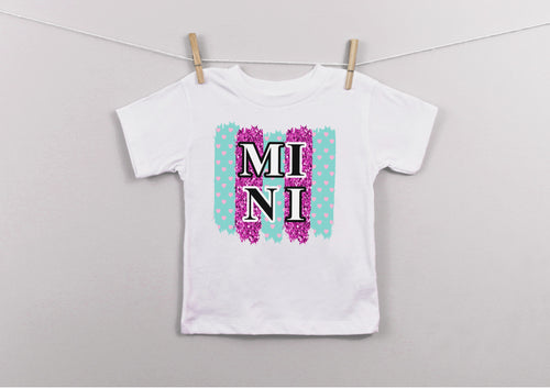 Mini pink/blue summer brush strokes print kids t-shirt