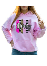 Load image into Gallery viewer, PERSONALISABLE Mummy summer brush strokes print Ladies pink hoody