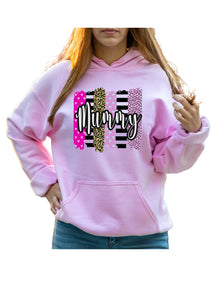 PERSONALISABLE Mummy summer brush strokes print Ladies pink hoody